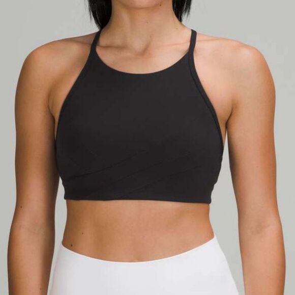 Lululemon Flow Y Wrap- Front High Neck Bra Sz 10 black NWT - Picture 6 of 9